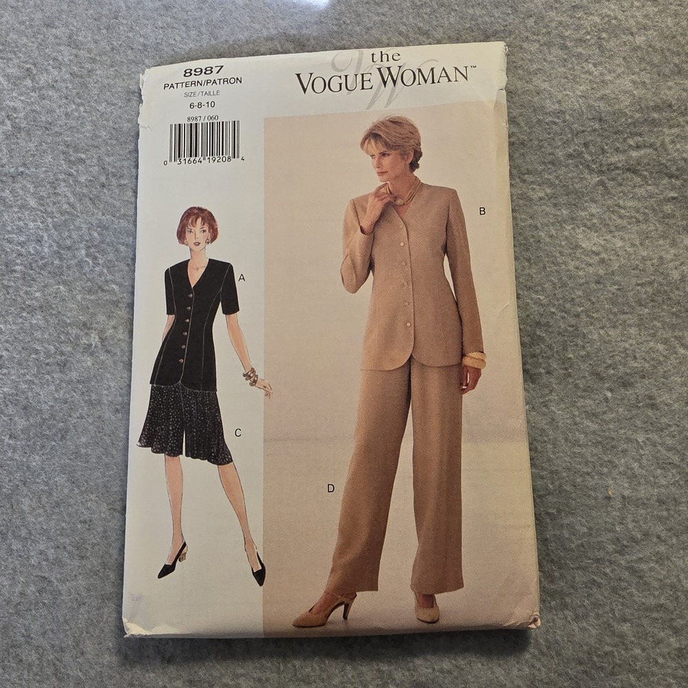 Vogue Women's Blazer Sewing Pattern 8987 Size 6 8 10 Contemporary Original